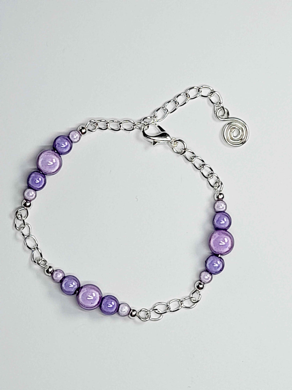 Lilac Miracle Bead Link Bracelet, Handmade & Adjustable