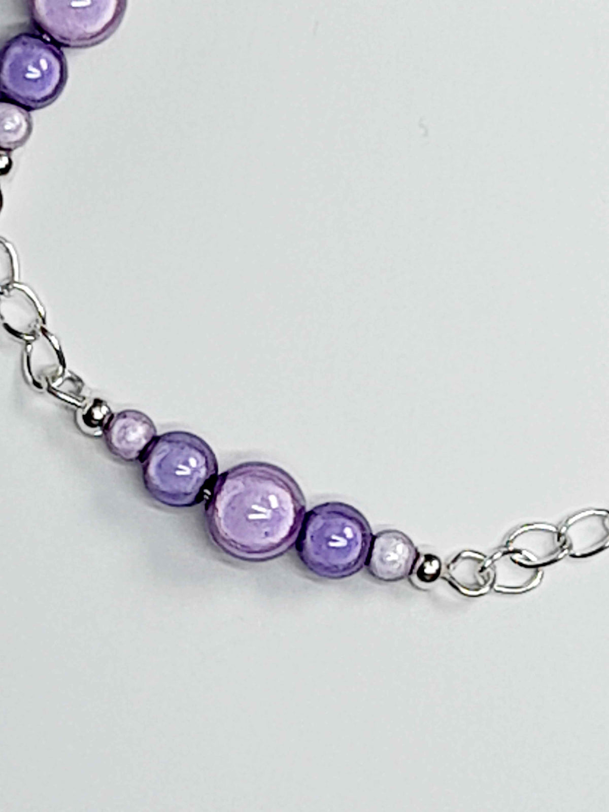 Lilac Miracle Bead Link Bracelet, Handmade & Adjustable