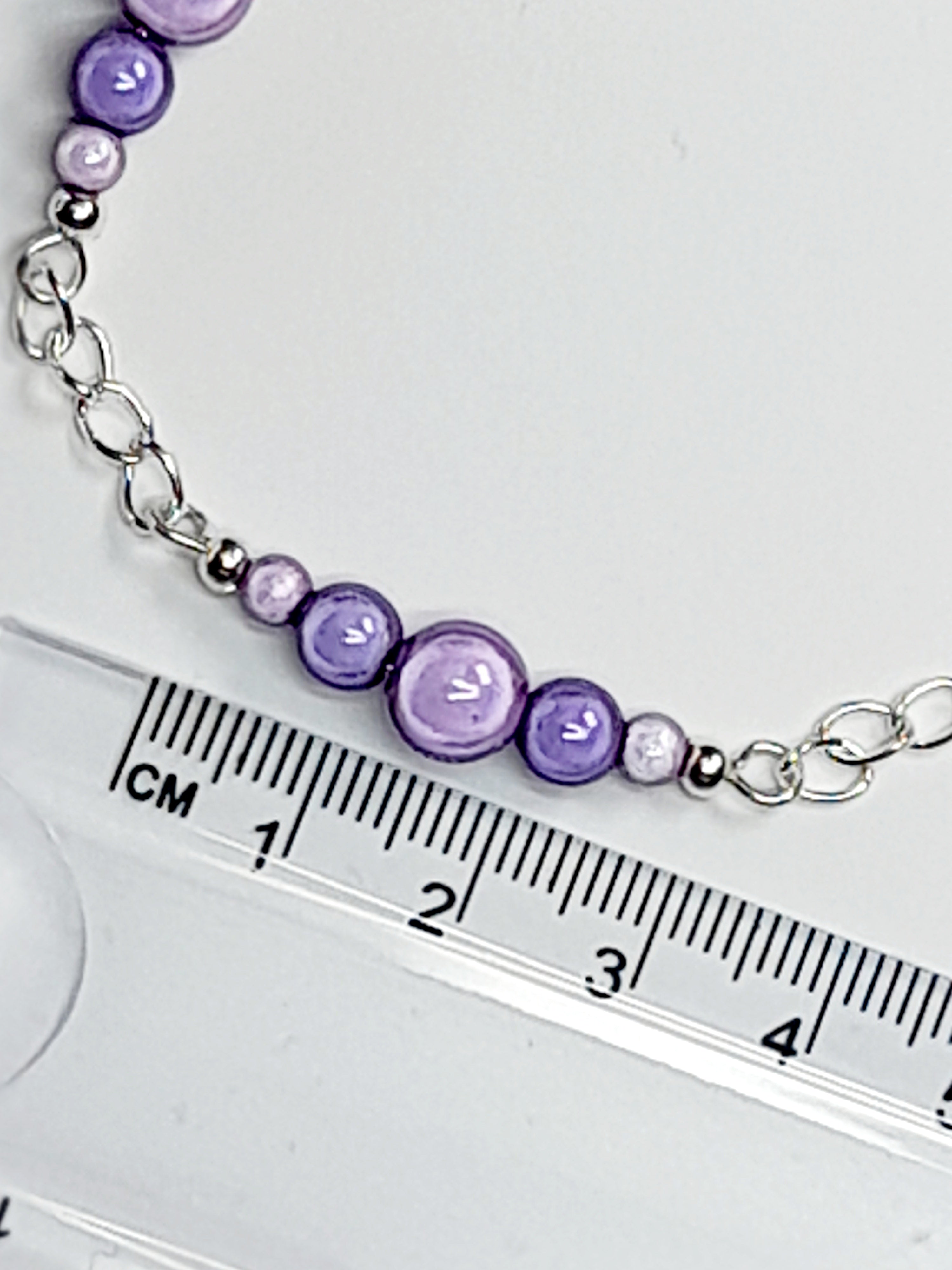 Lilac Miracle Bead Link Bracelet, Handmade & Adjustable
