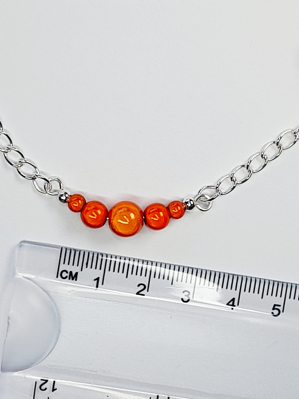 Orange Miracle Bead Link Bracelet, Handmade & Adjustable
