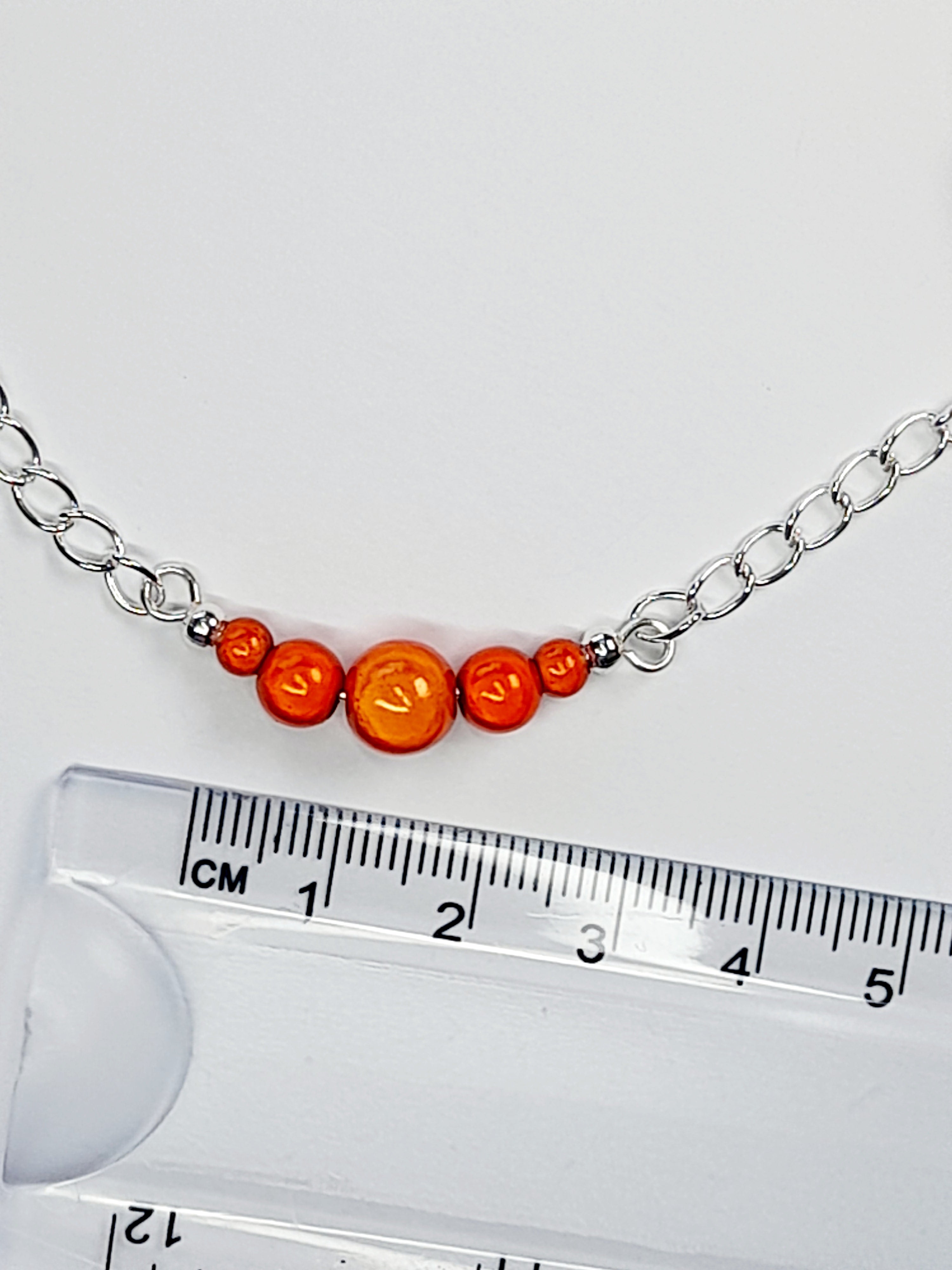 Orange Miracle Bead Link Bracelet, Handmade & Adjustable