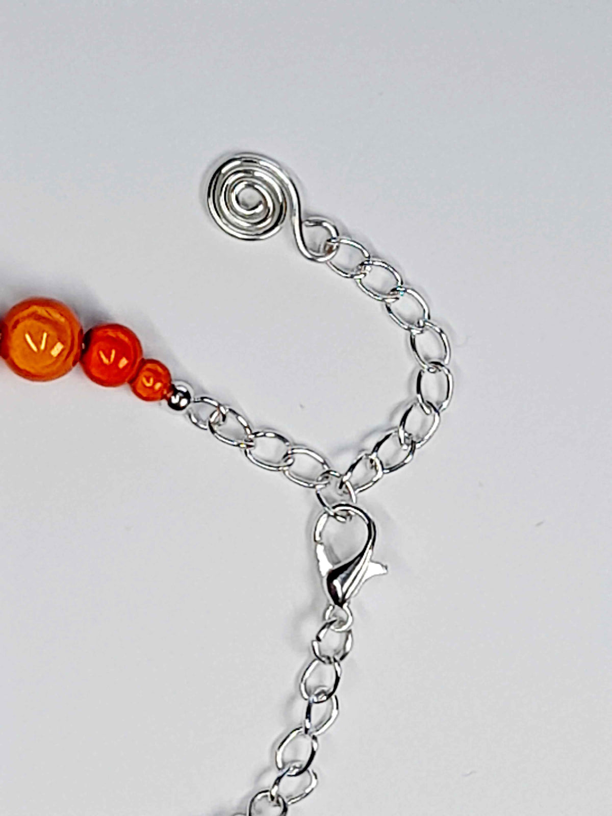 Orange Miracle Bead Link Bracelet, Handmade & Adjustable