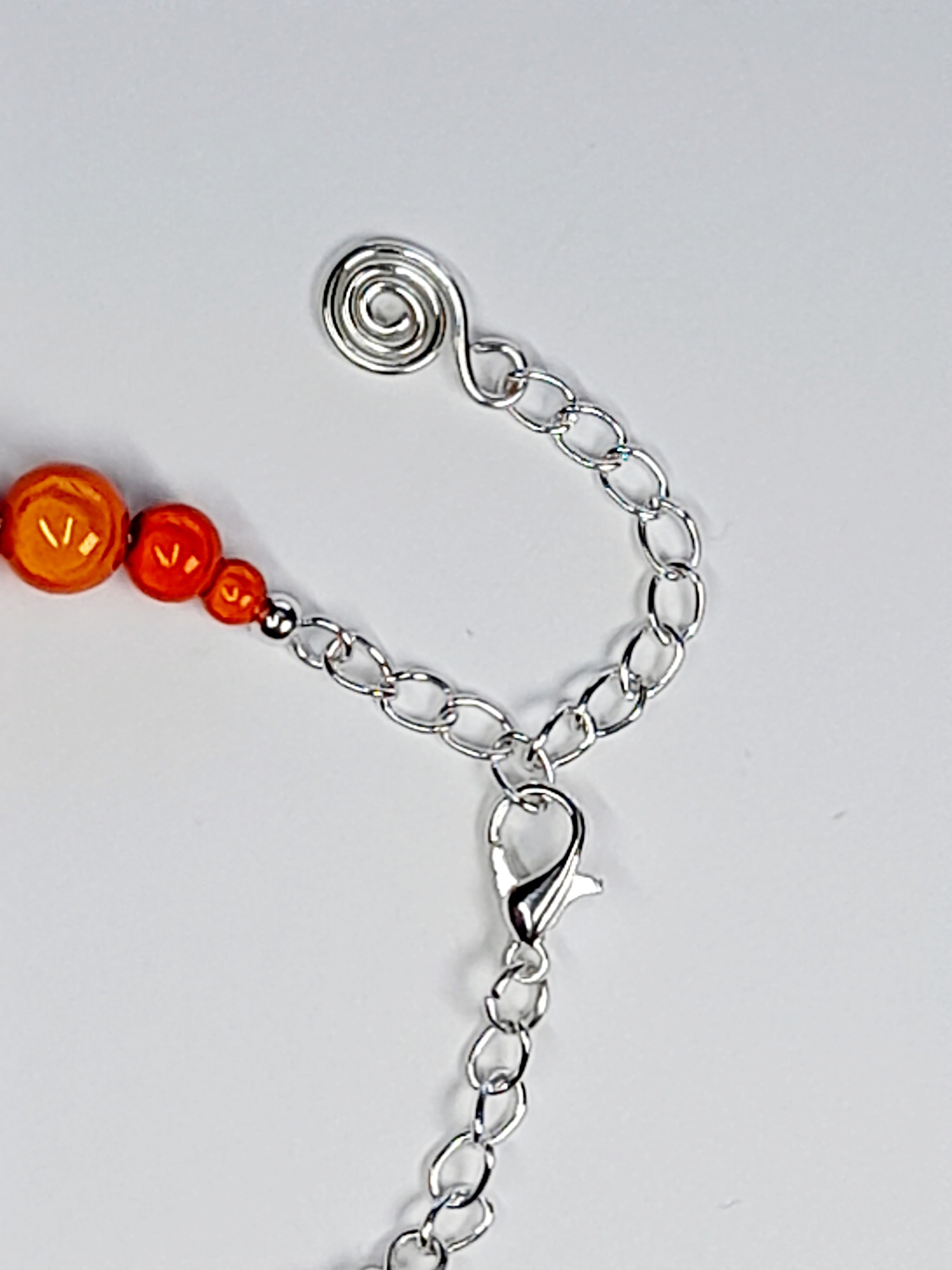 Orange Miracle Bead Link Bracelet, Handmade & Adjustable