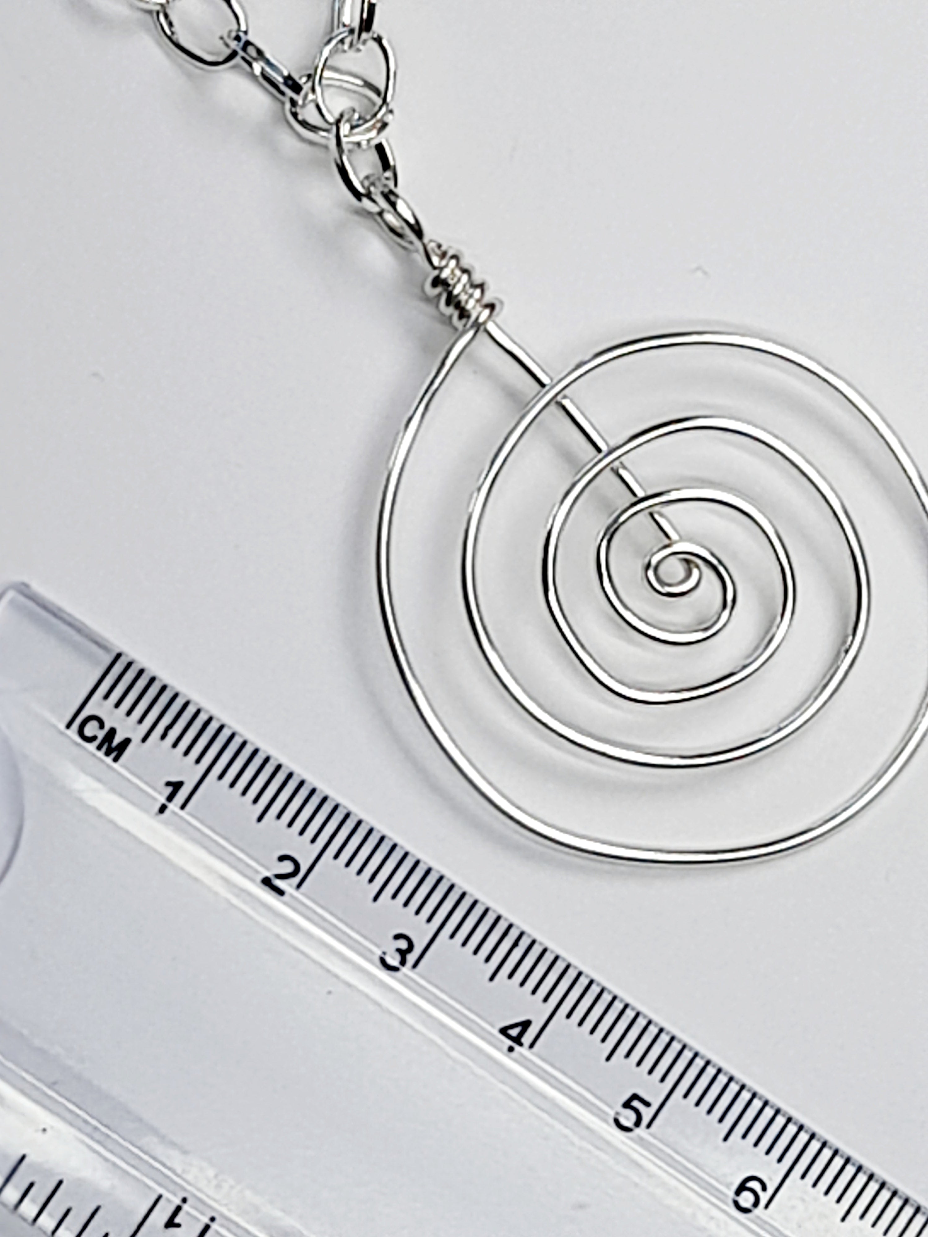 Handmade Silver Swirly Spiral Pendant Necklace, Lightweight Statement Design