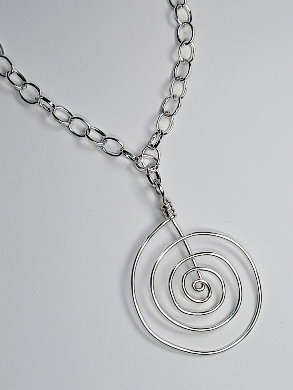 Handmade Silver Swirly Spiral Pendant Necklace, Lightweight Statement Design