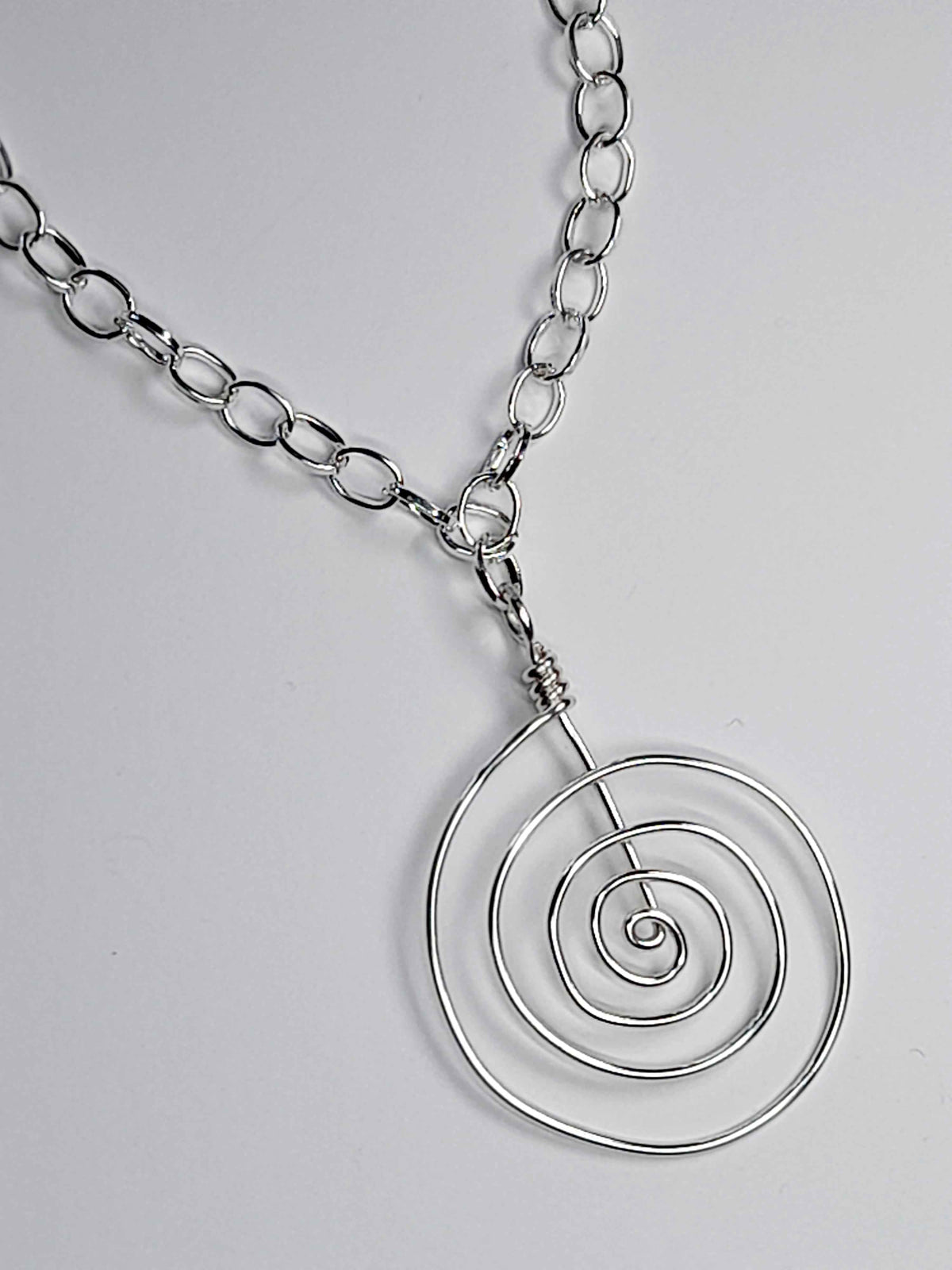 Handmade Silver Swirly Spiral Pendant Necklace, Lightweight Statement Design