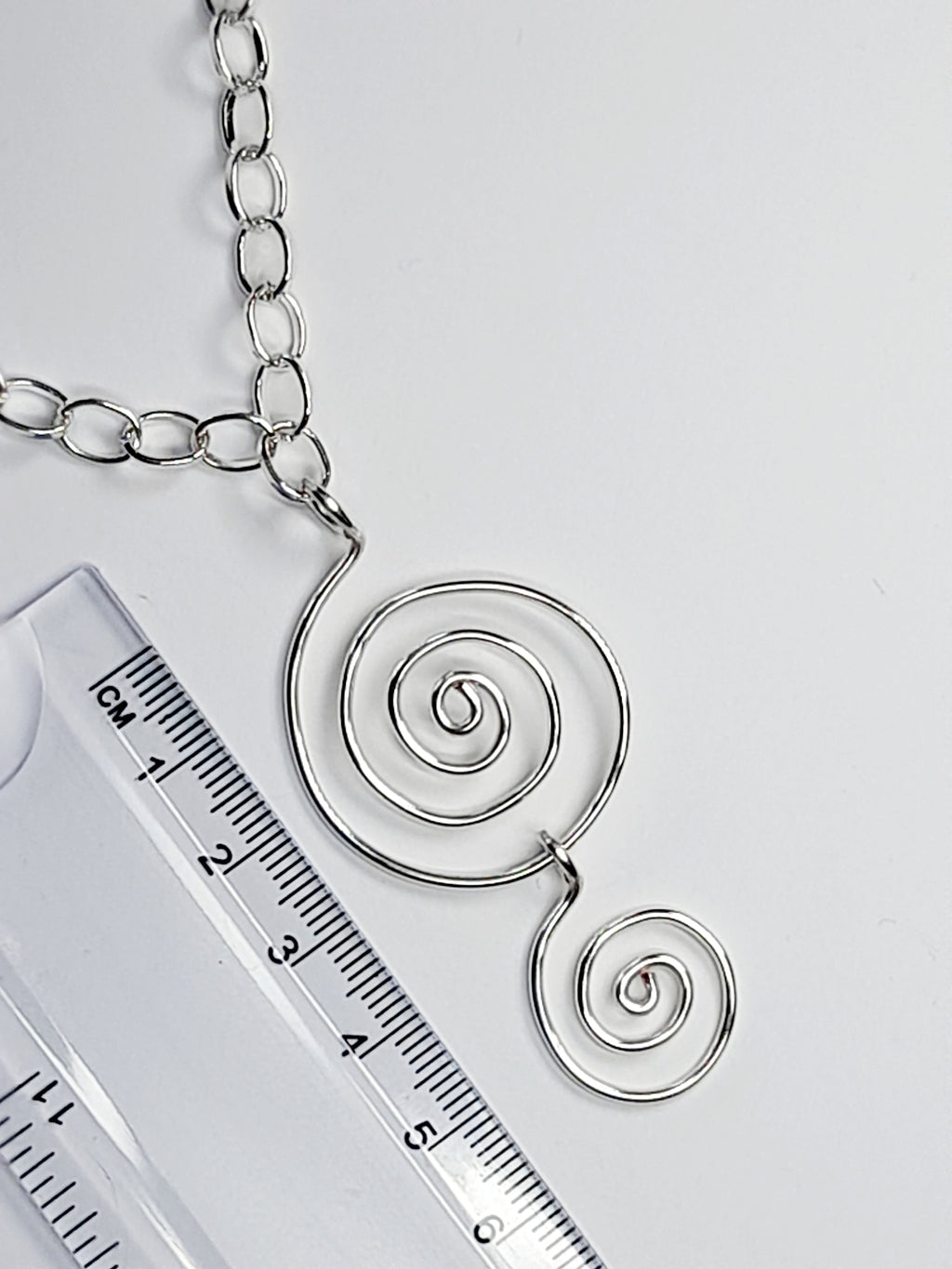 Handmade Silver Spiral Pendant Necklace, Lightweight Statement Design