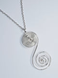 Handmade Silver Swirly Spiral Pendant Necklace, Lightweight Silver‑Plated Chain
