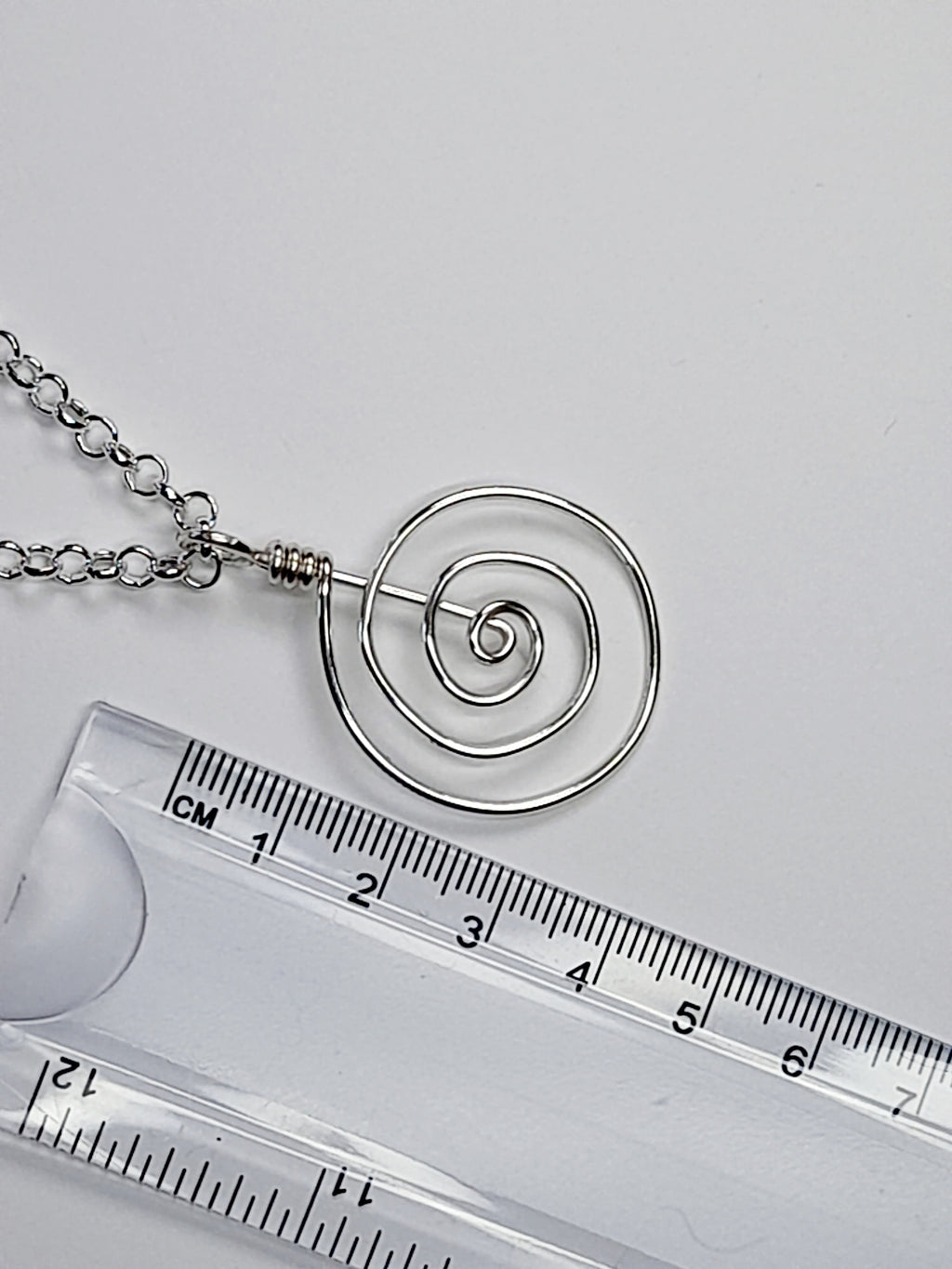 Handmade Silver Spiral Pendant Necklace, Lightweight Statement Design