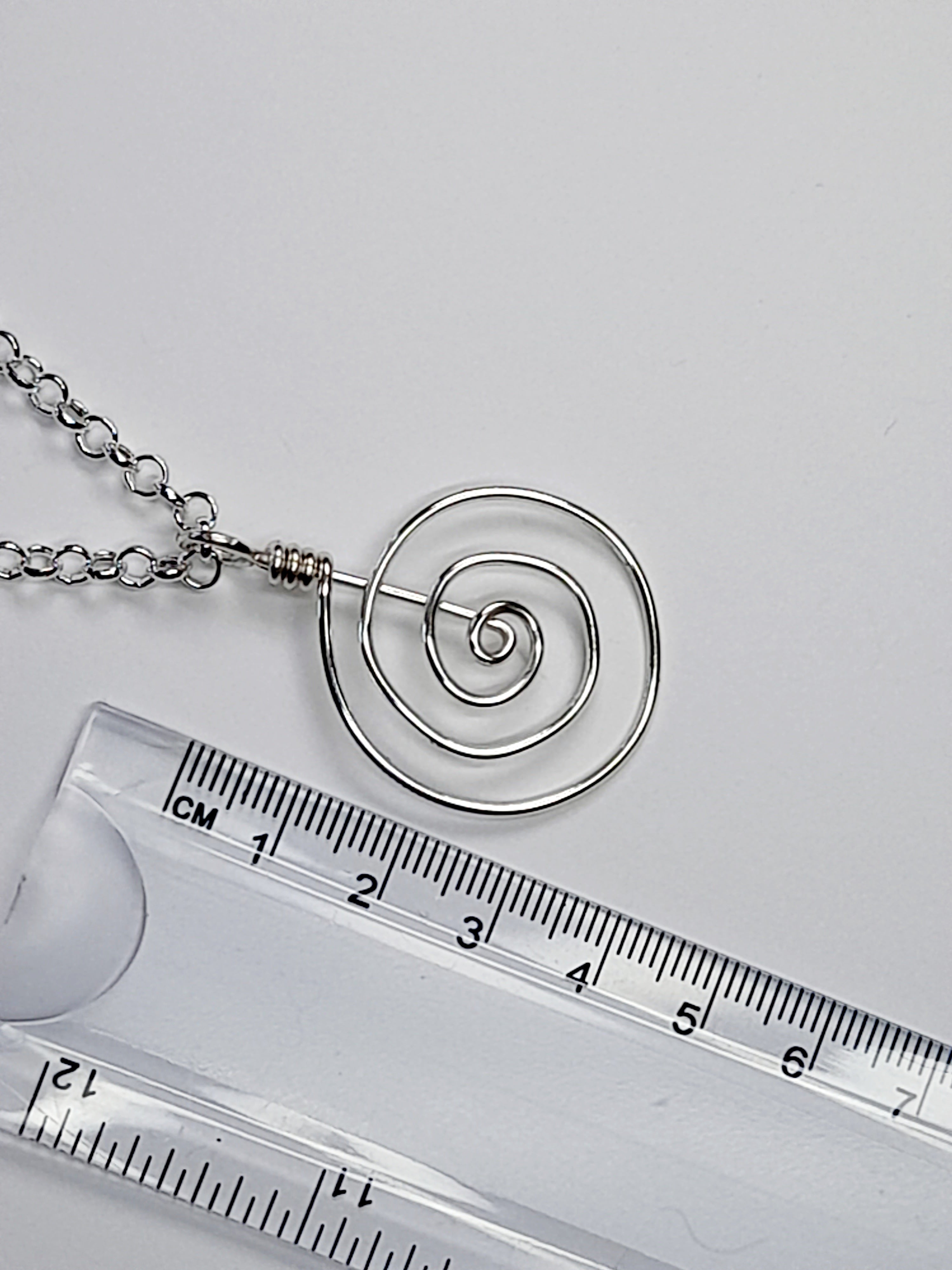 Handmade Silver Spiral Pendant Necklace, Lightweight Statement Design