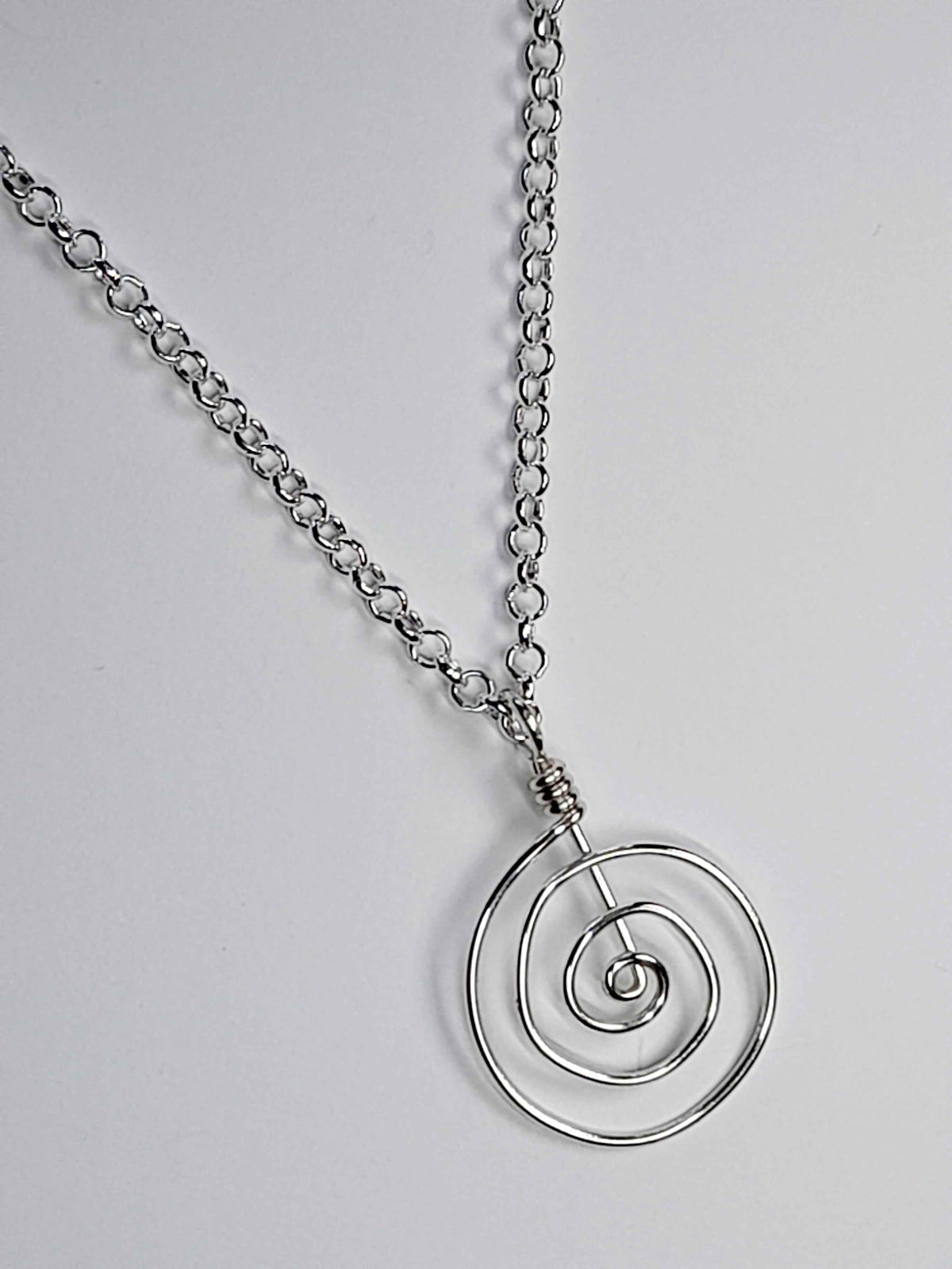 Handmade Silver Spiral Pendant Necklace, Lightweight Statement Design