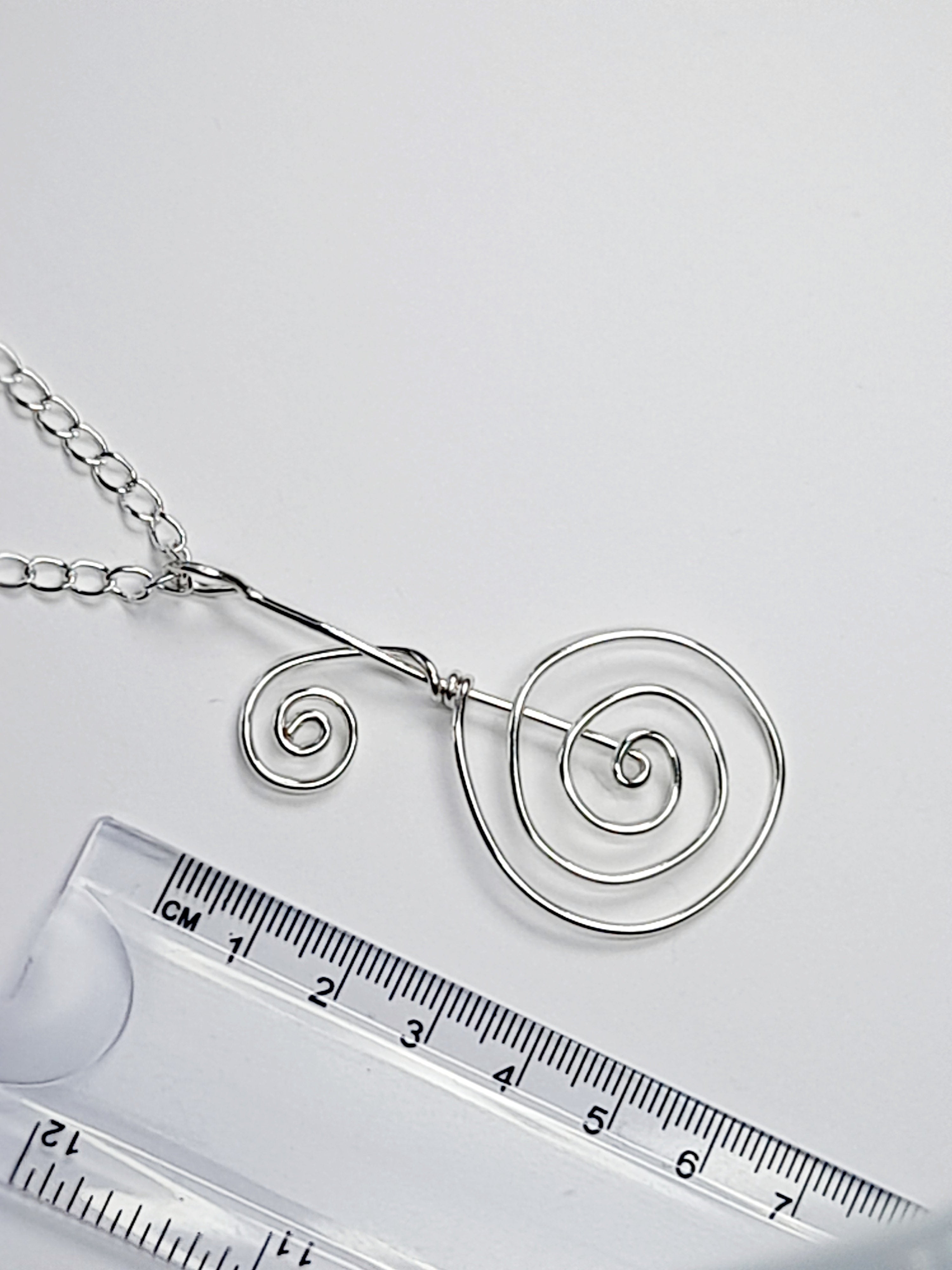 Handmade Elegant Silver Spiral Pendant Necklace, Lightweight Design
