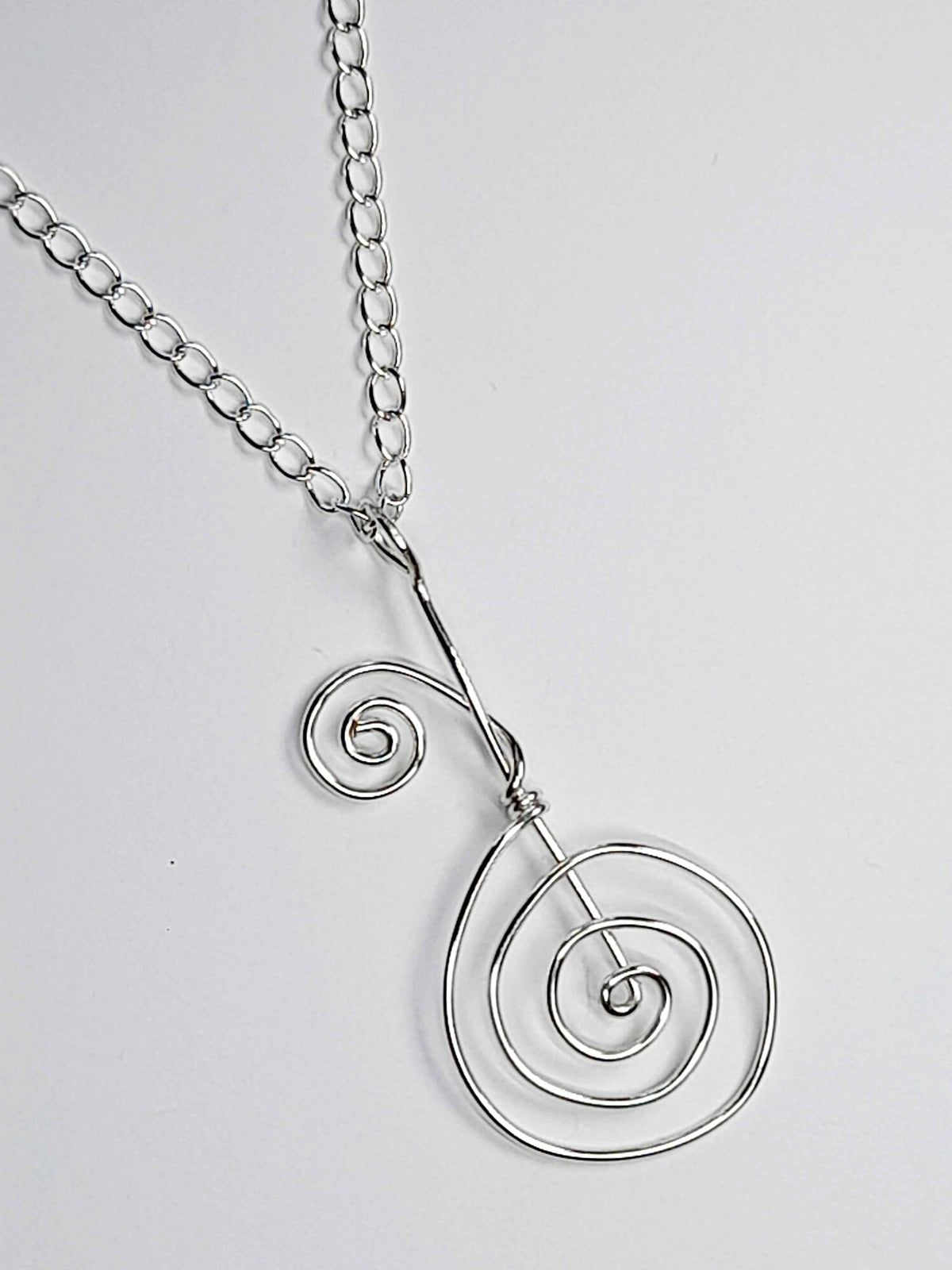 Handmade Elegant Silver Spiral Pendant Necklace, Lightweight Design