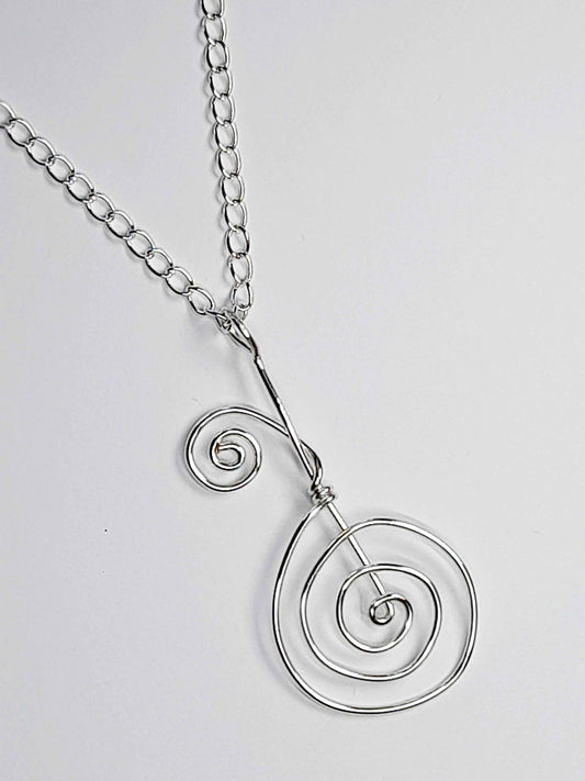 Handmade Elegant Silver Spiral Pendant Necklace, Lightweight Design