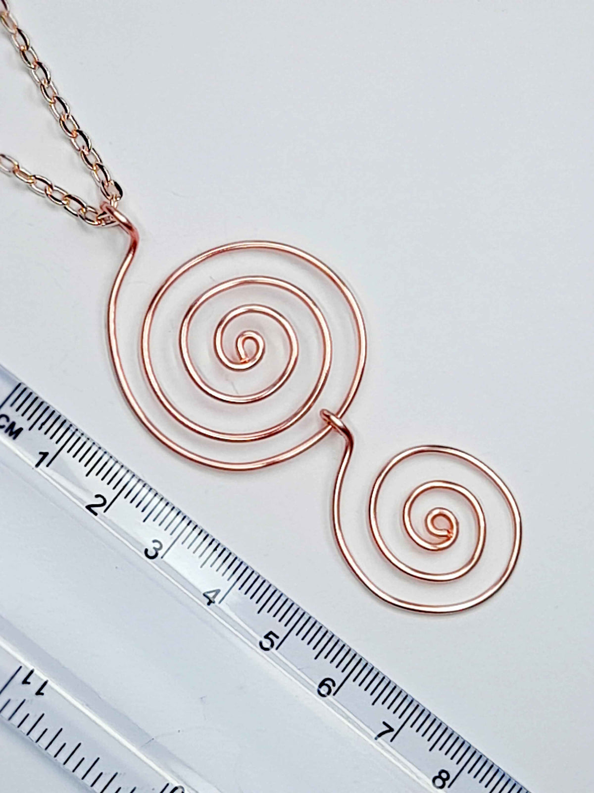 Handmade Rose Gold Spiral Pendant Necklace, Lightweight Statement Design