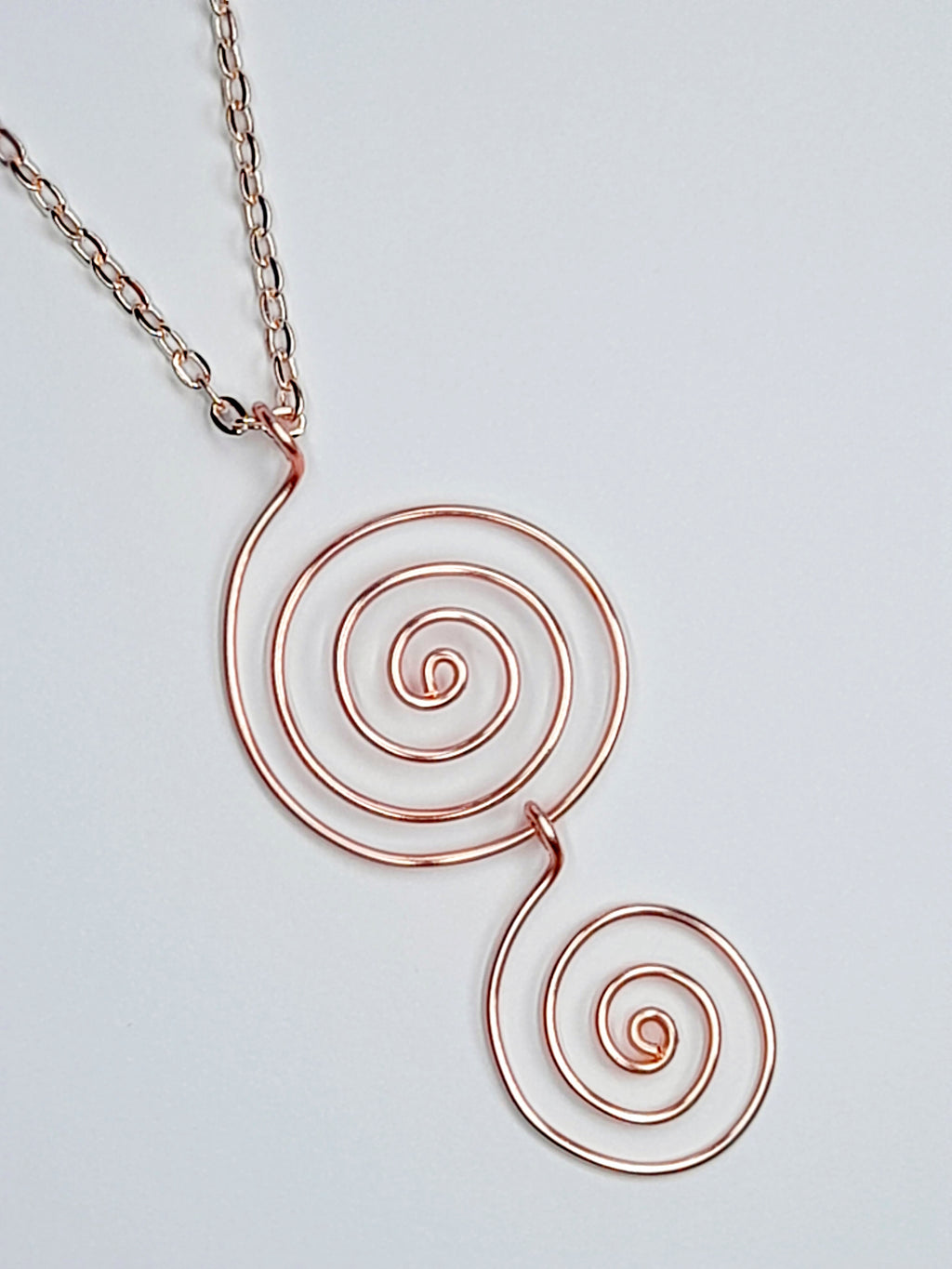 Handmade Rose Gold Spiral Pendant Necklace, Lightweight Statement Design