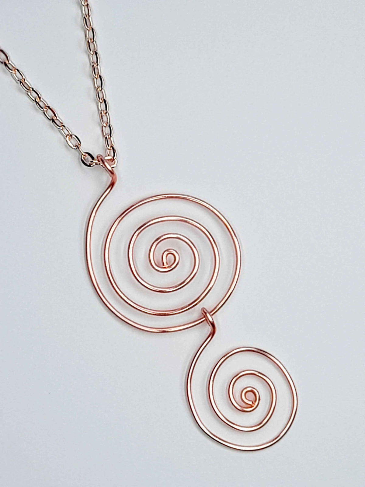 Handmade Rose Gold Spiral Pendant Necklace, Lightweight Statement Design