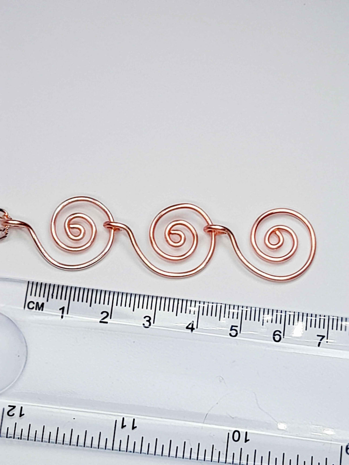 Handmade Rose Gold Swirly Spiral Long Pendant Necklace, Lightweight Geometric Design