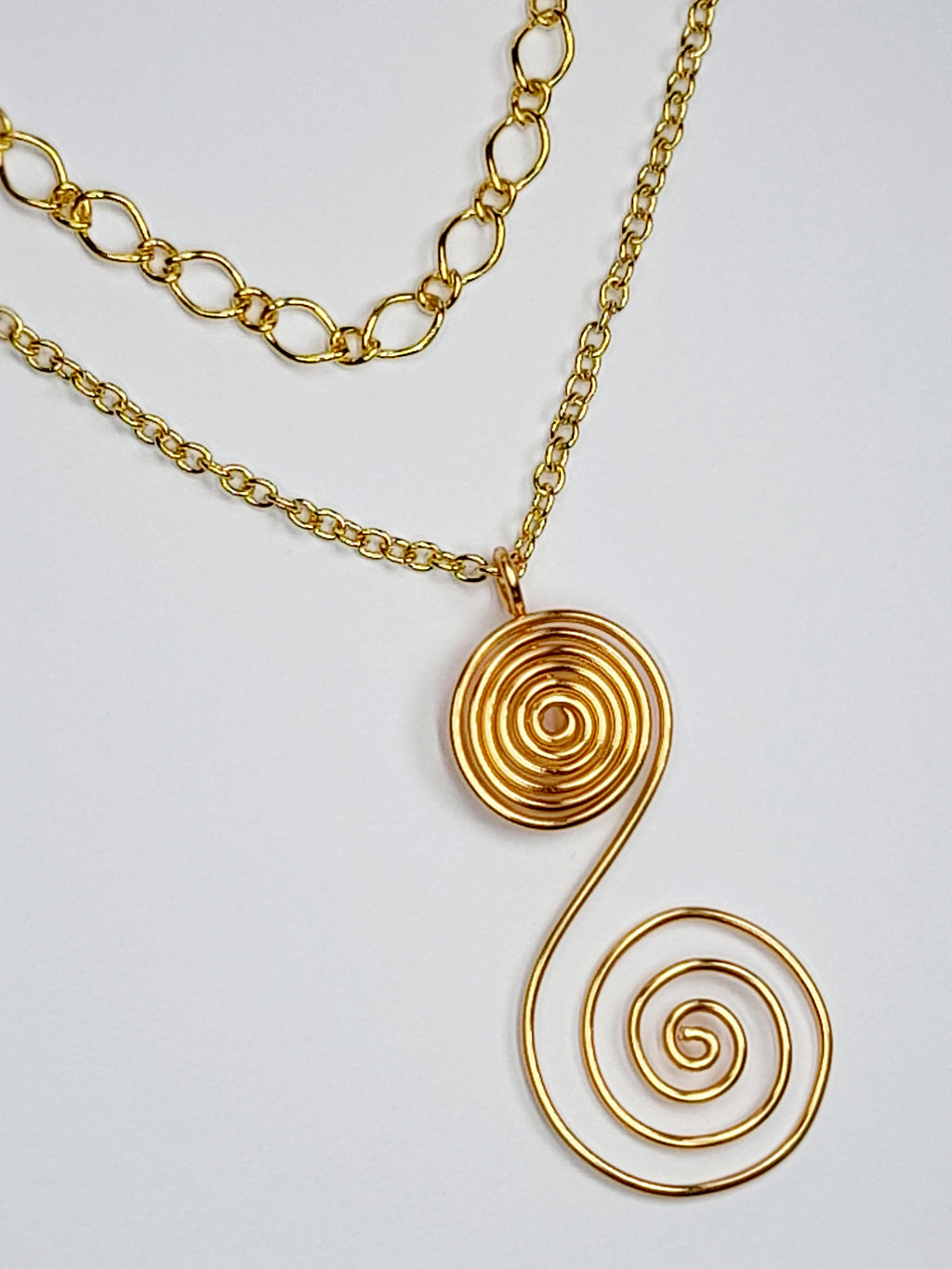 Handmade Gold Swirly Spiral Layered Necklace