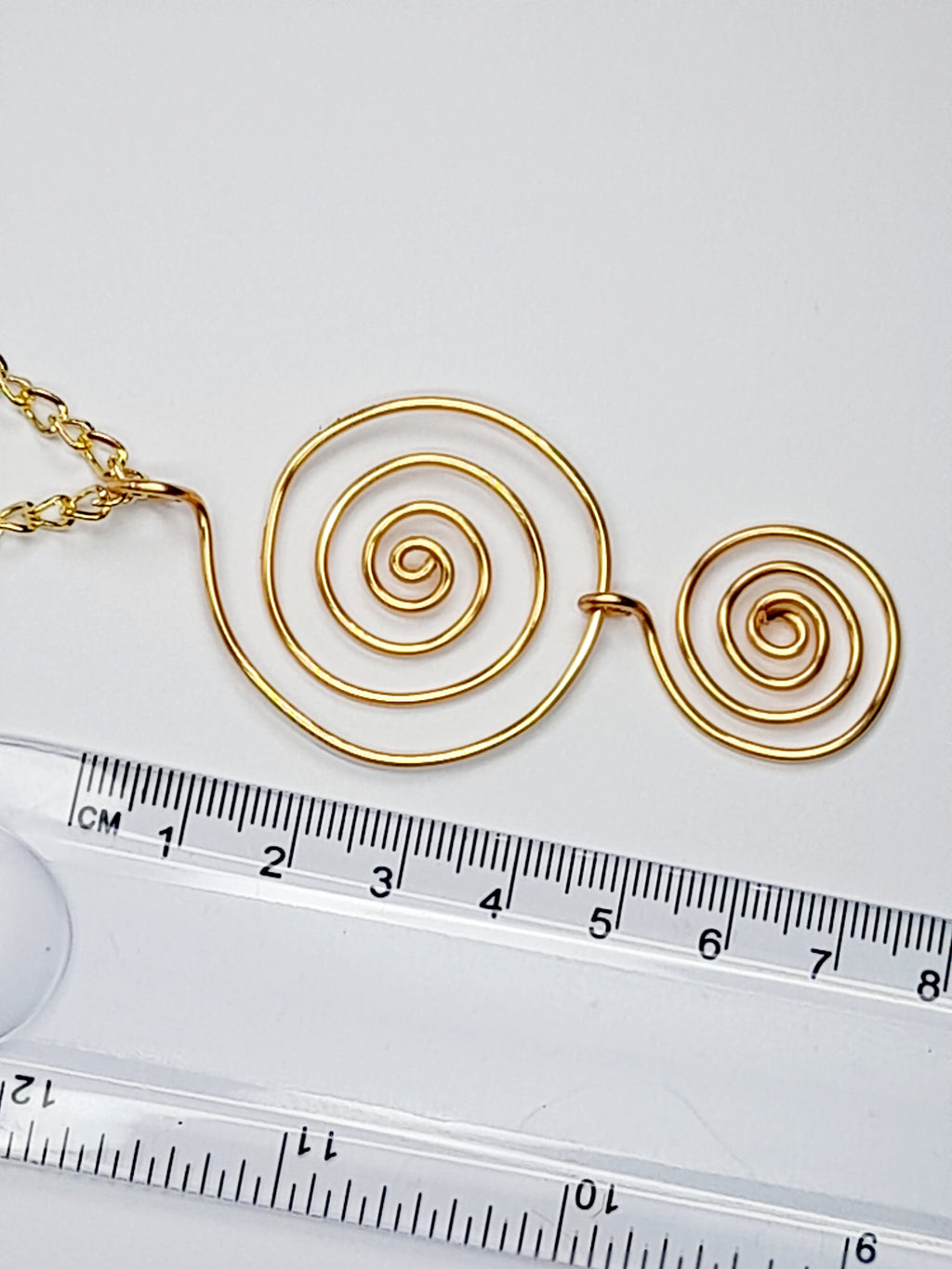 Handmade Gold Spiral Pendant Necklace, Lightweight Statement Design