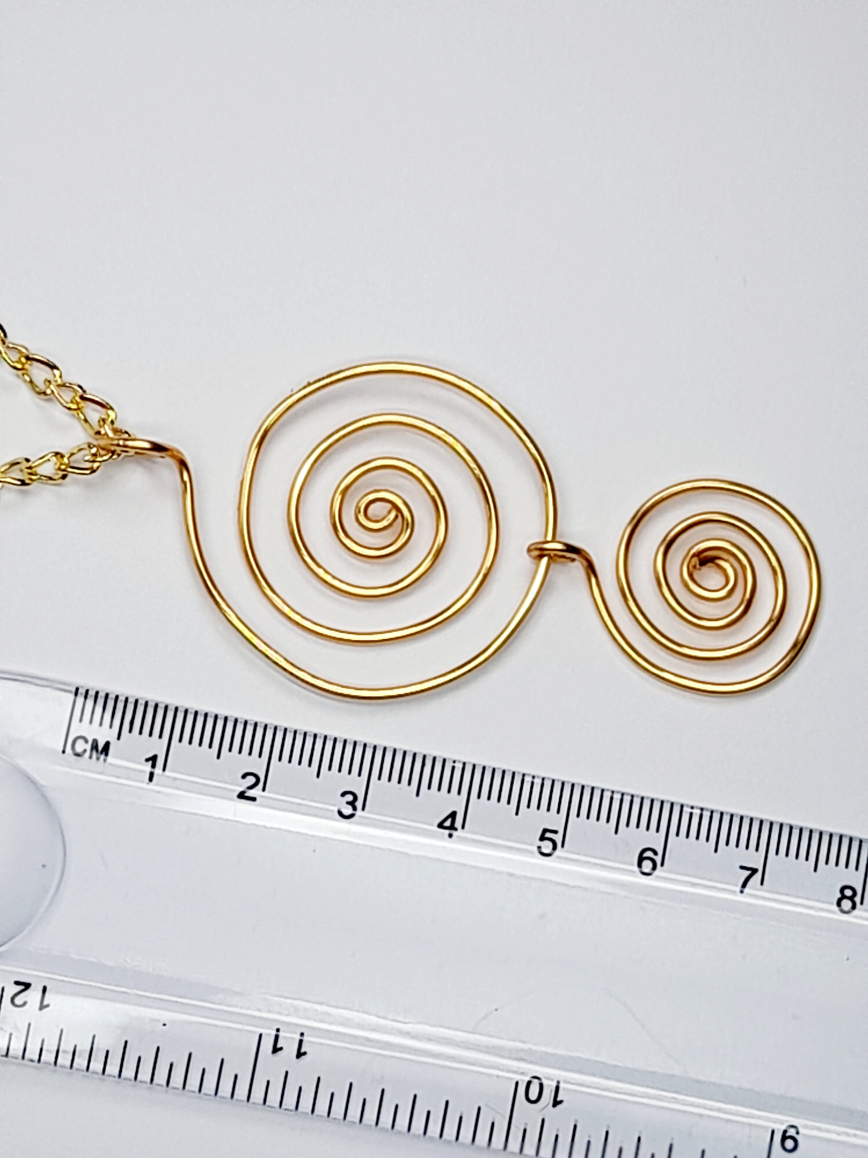 Handmade Gold Spiral Pendant Necklace, Lightweight Statement Design