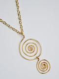 Handmade Gold Spiral Pendant Necklace, Lightweight Statement Design