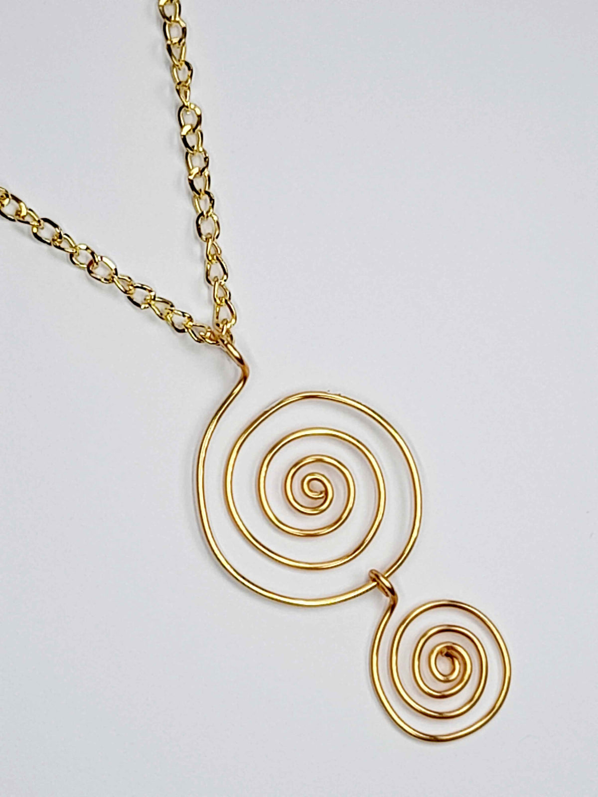 Handmade Gold Spiral Pendant Necklace, Lightweight Statement Design