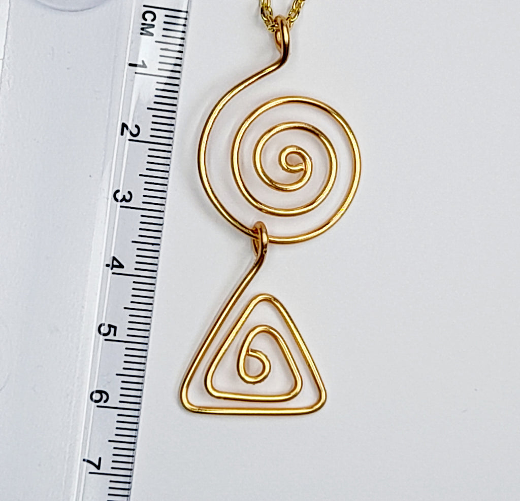 Handmade Gold Swirl Spiral Pendant Necklace, Lightweight Gold‑Plated Chain