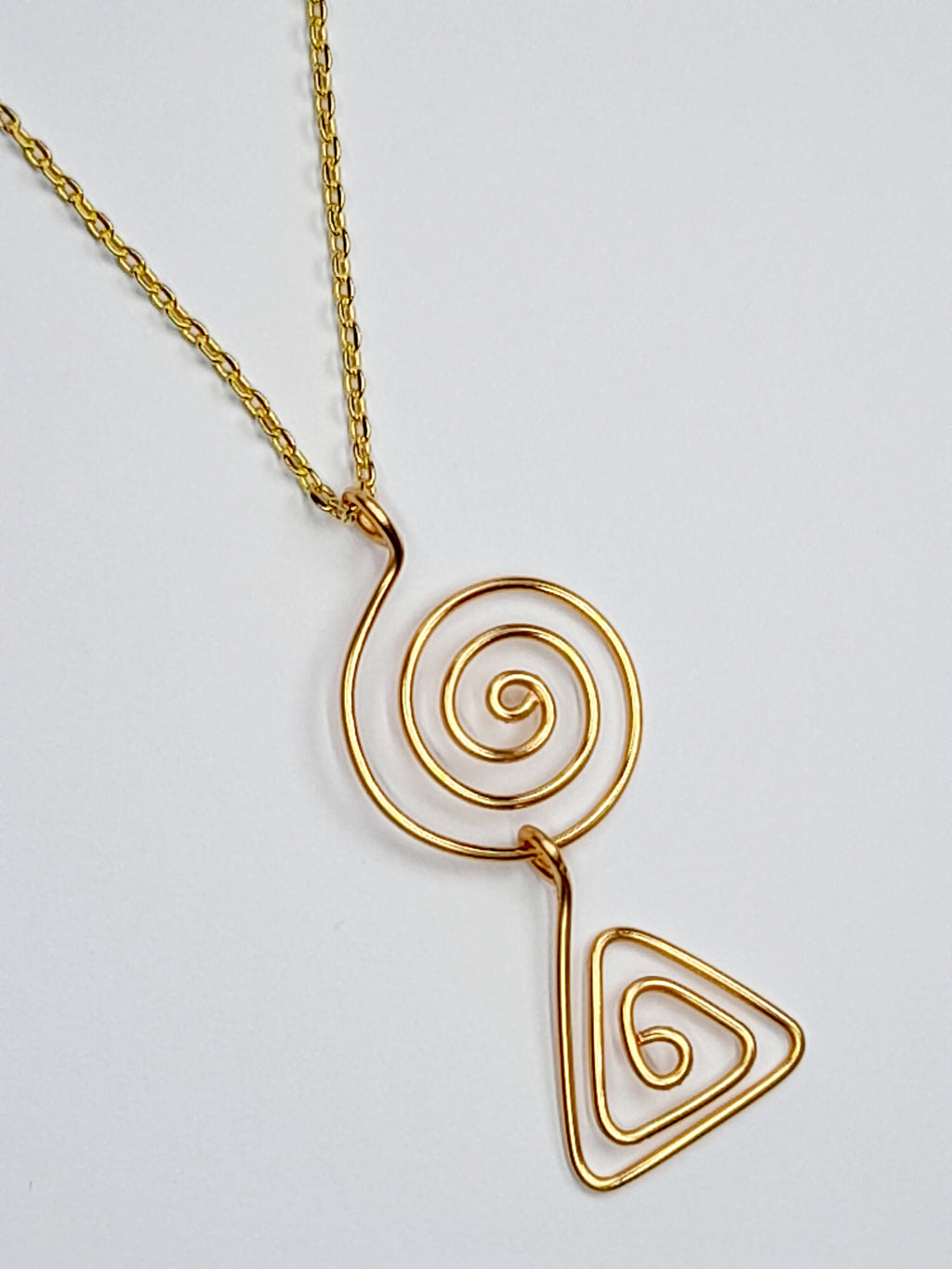 Handmade Gold Swirl Spiral Pendant Necklace, Lightweight Gold‑Plated Chain