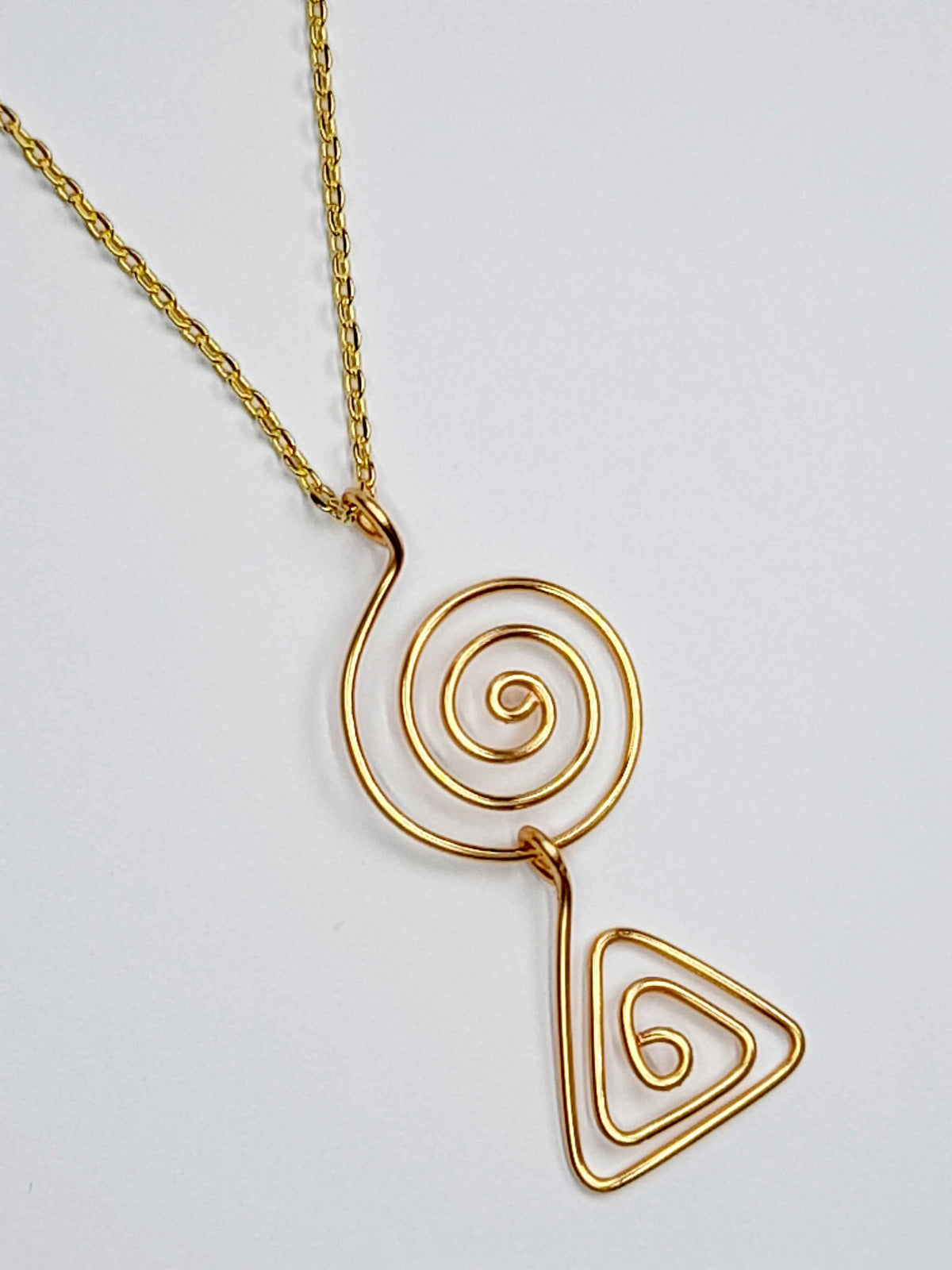 Handmade Gold Swirl Spiral Pendant Necklace, Lightweight Gold‑Plated Chain