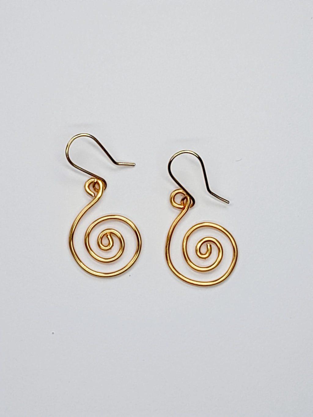 Handmade Gold Spiral Earrings, Lightweight