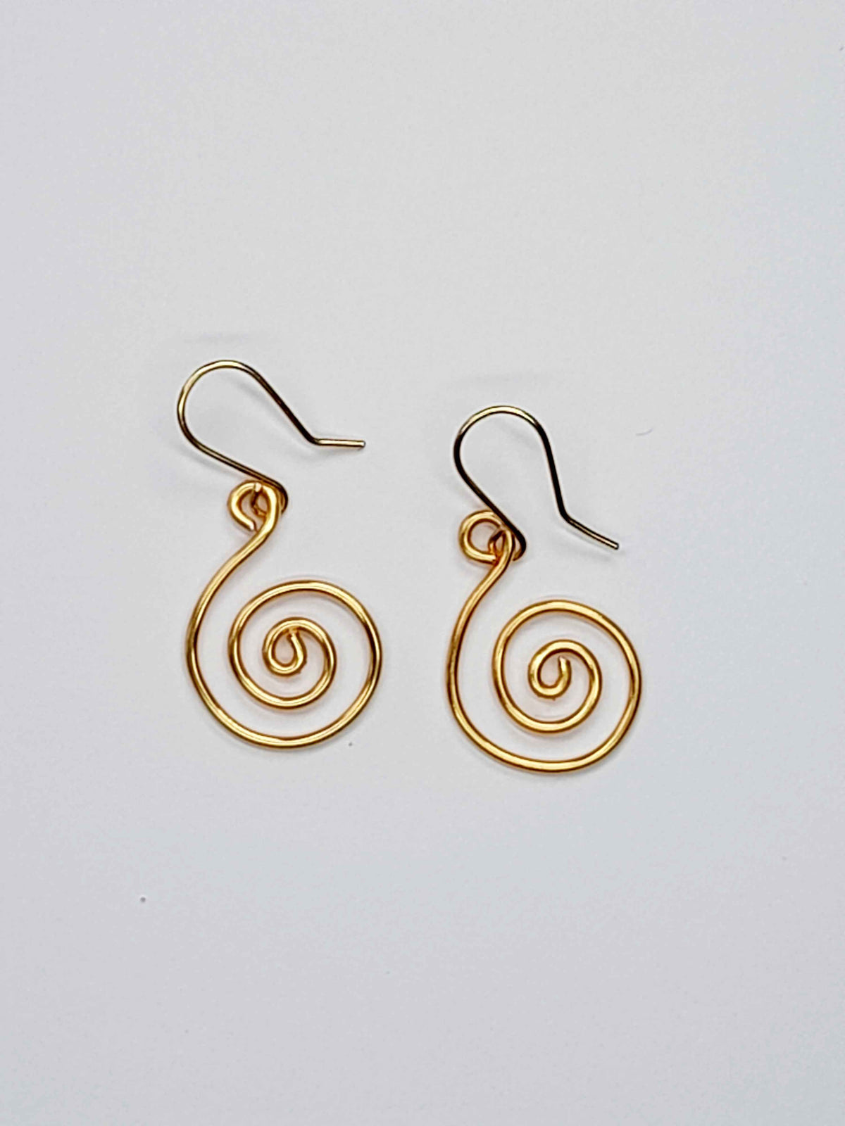 Handmade Gold Spiral Earrings, Lightweight
