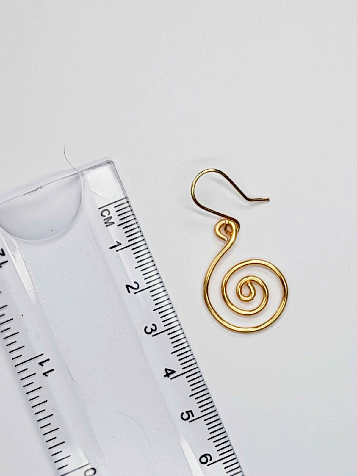 Handmade Gold Spiral Earrings, Lightweight
