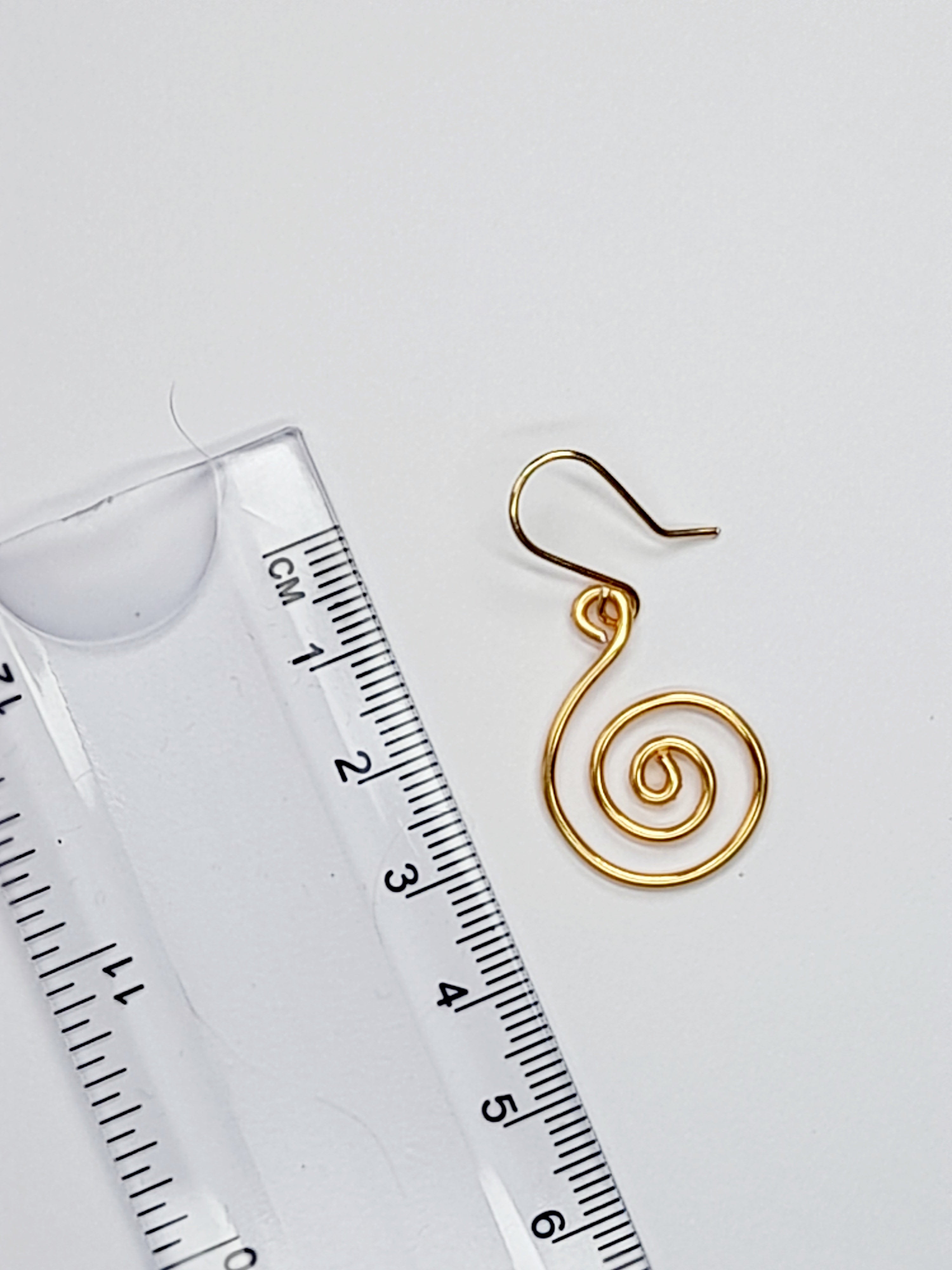 Handmade Gold Spiral Earrings, Lightweight