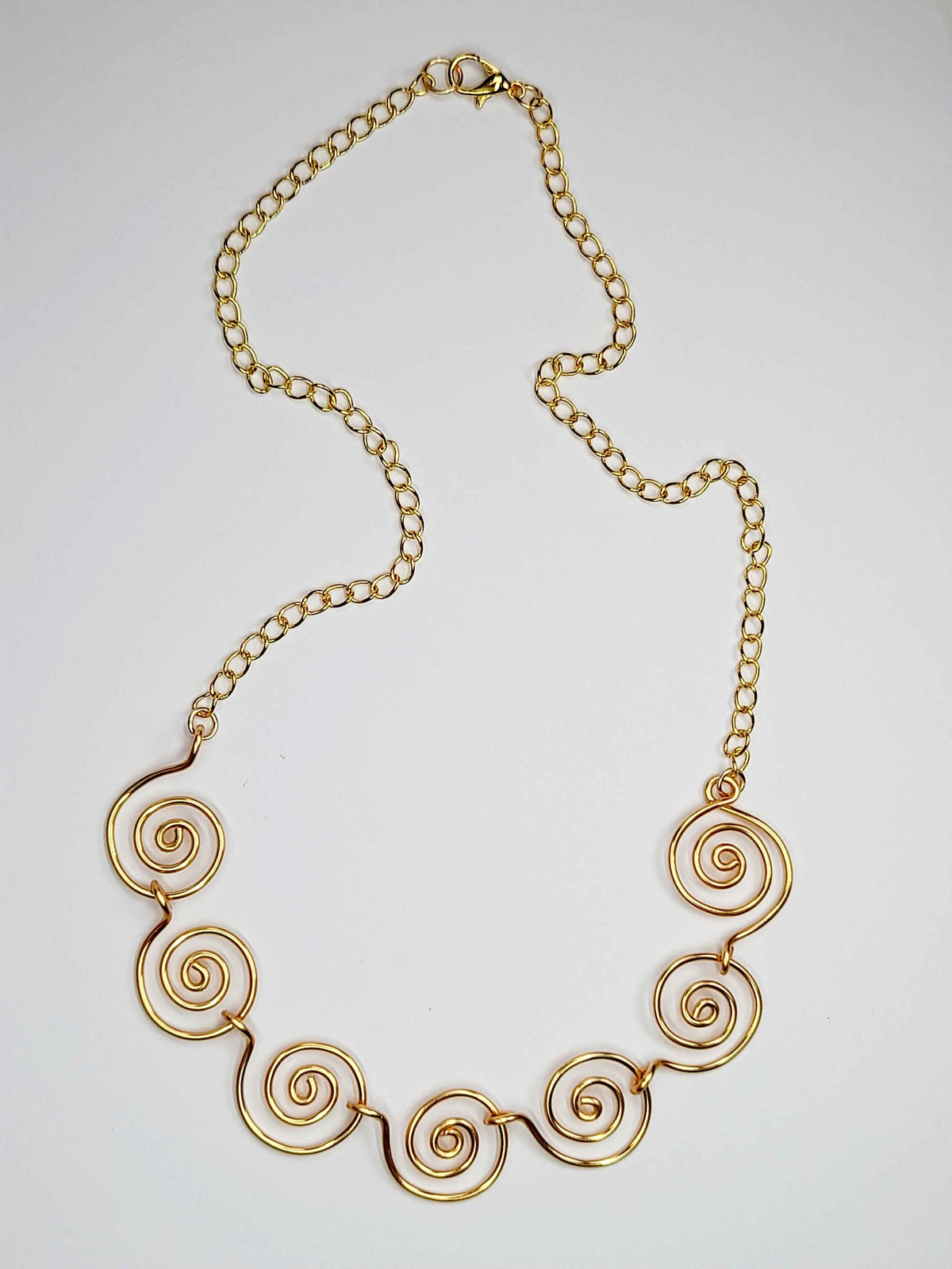 Handmade Super Swirly Gold Spiral Necklace