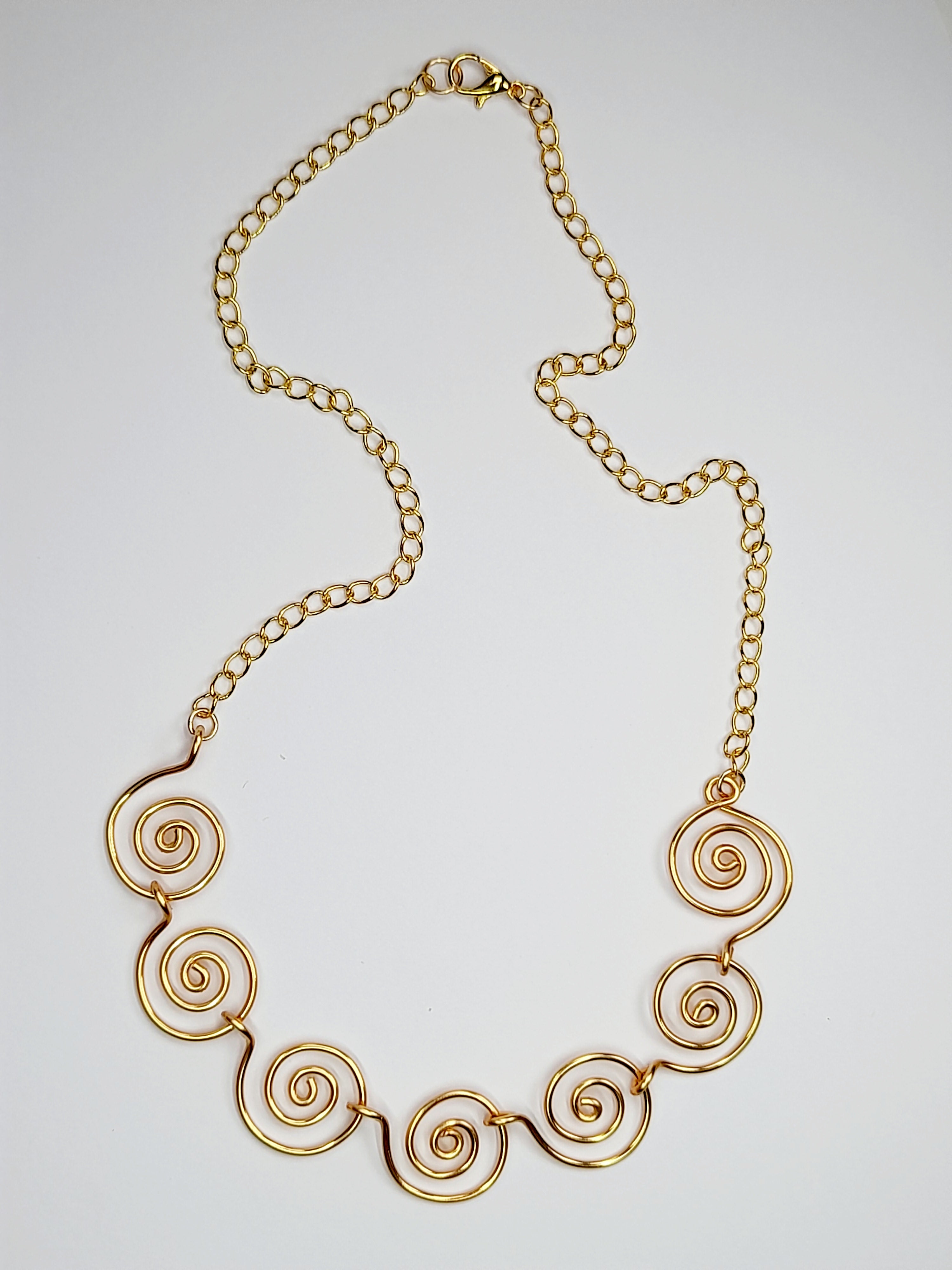 Handmade Super Swirly Gold Spiral Necklace