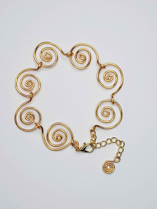 Handmade Super Swirly Gold Spiral Bracelet