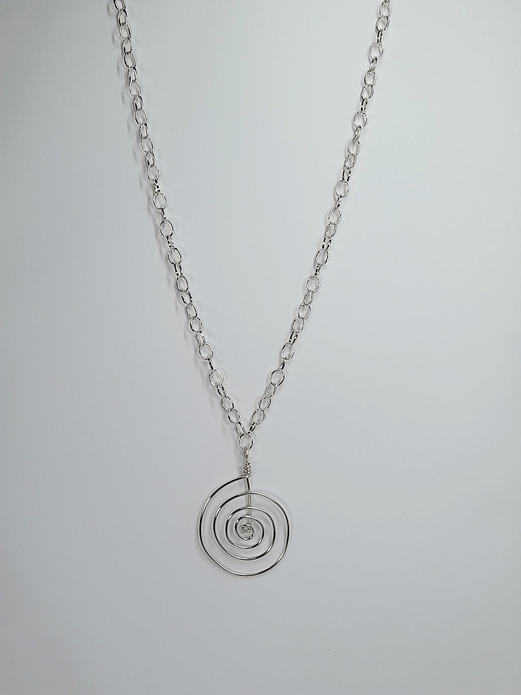 Handmade Silver Swirly Spiral Pendant Necklace, Lightweight Statement Design