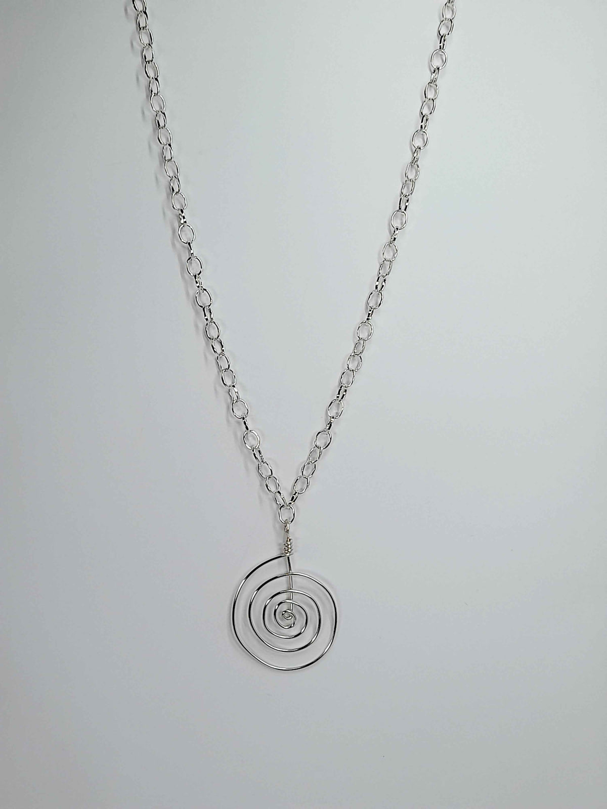 Handmade Silver Swirly Spiral Pendant Necklace, Lightweight Statement Design