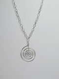 Handmade Silver Swirly Spiral Pendant Necklace, Lightweight Statement Design