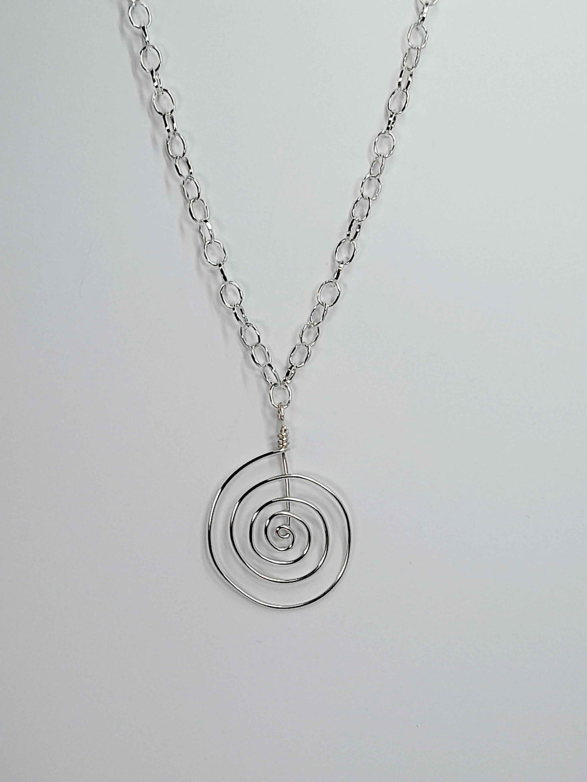 Handmade Silver Swirly Spiral Pendant Necklace, Lightweight Statement Design