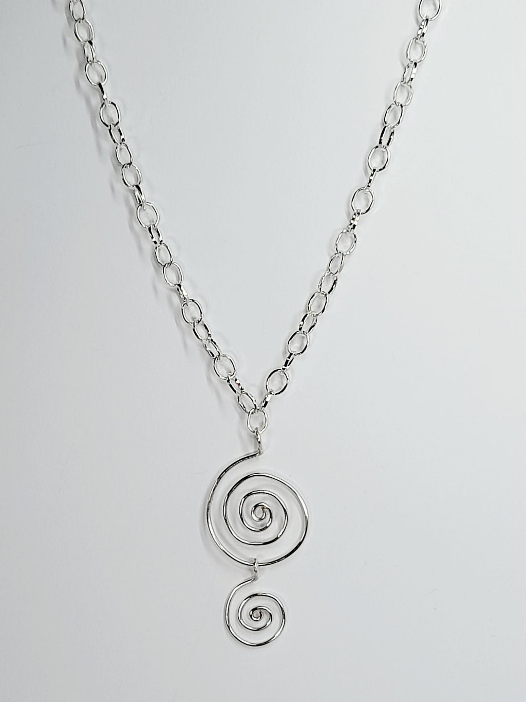 Handmade Silver Spiral Pendant Necklace, Lightweight Statement Design