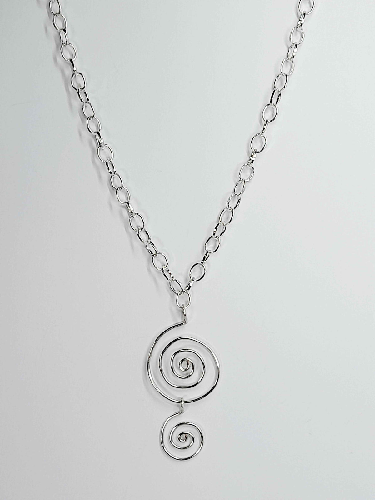 Handmade Silver Spiral Pendant Necklace, Lightweight Statement Design