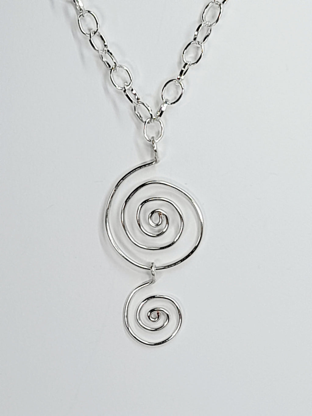 Handmade Silver Spiral Pendant Necklace, Lightweight Statement Design