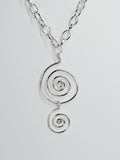 Handmade Silver Spiral Pendant Necklace, Lightweight Statement Design