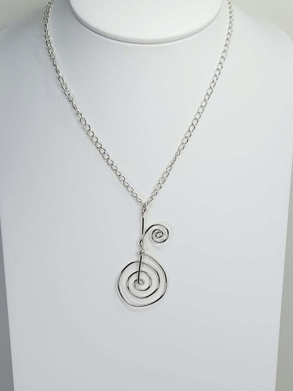 Handmade Elegant Silver Spiral Pendant Necklace, Lightweight Design