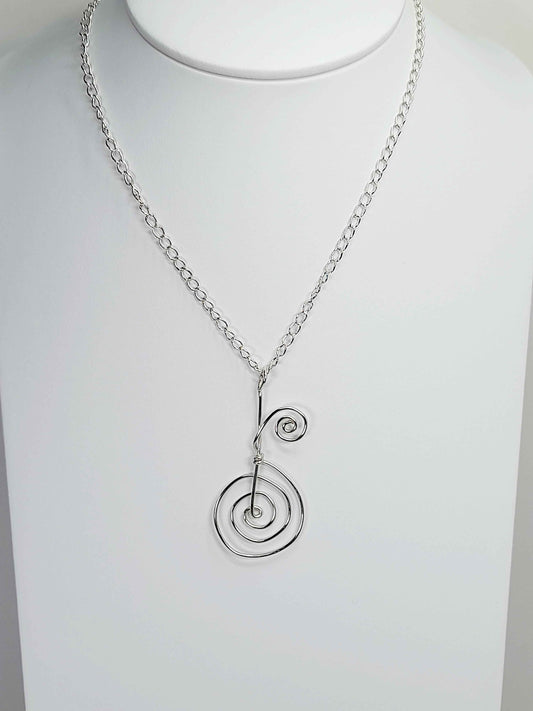 Handmade Elegant Silver Spiral Pendant Necklace, Lightweight Design
