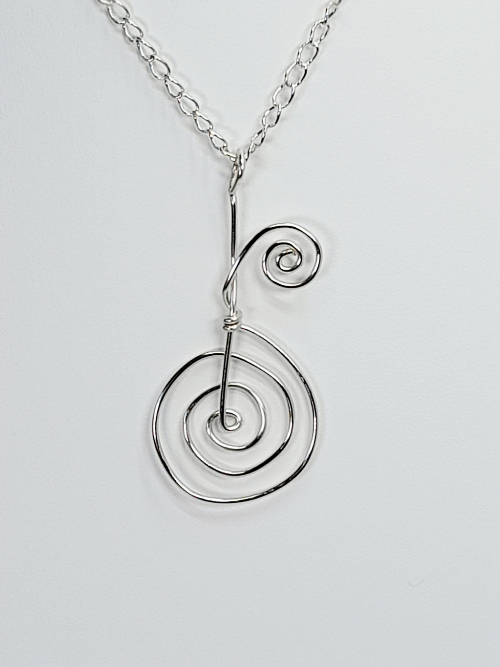 Handmade Elegant Silver Spiral Pendant Necklace, Lightweight Design