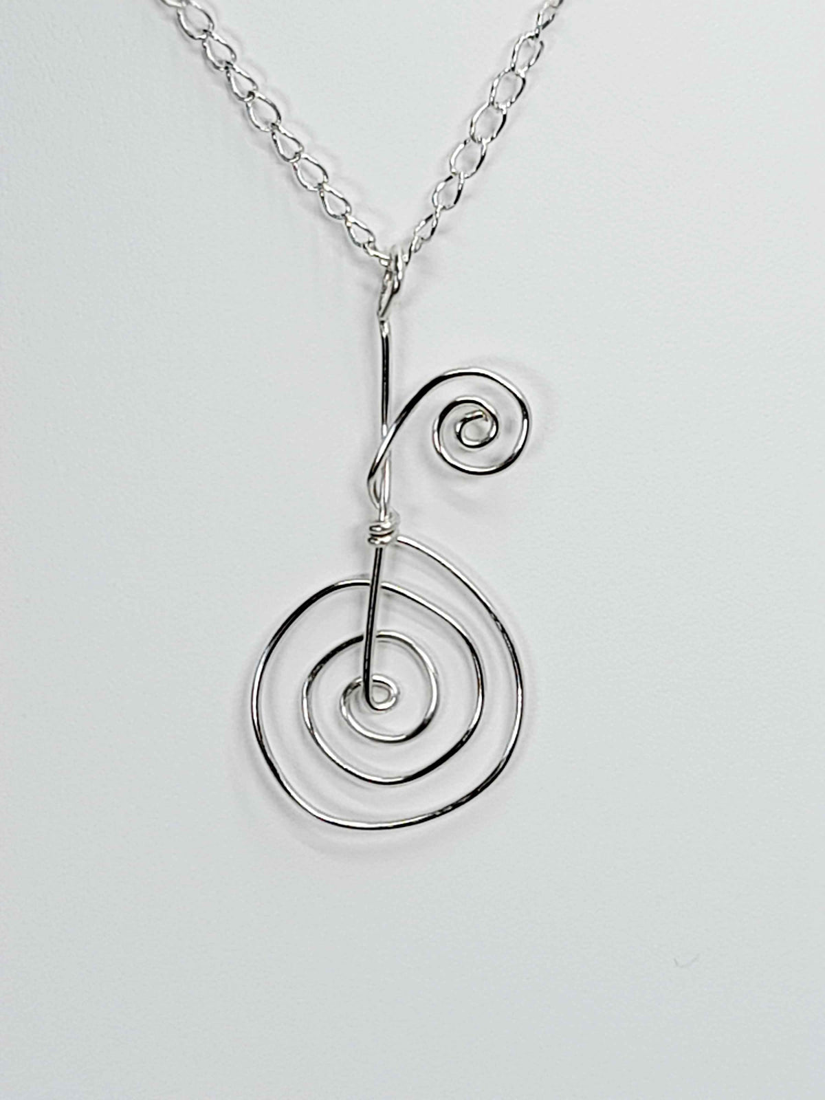 Handmade Elegant Silver Spiral Pendant Necklace, Lightweight Design