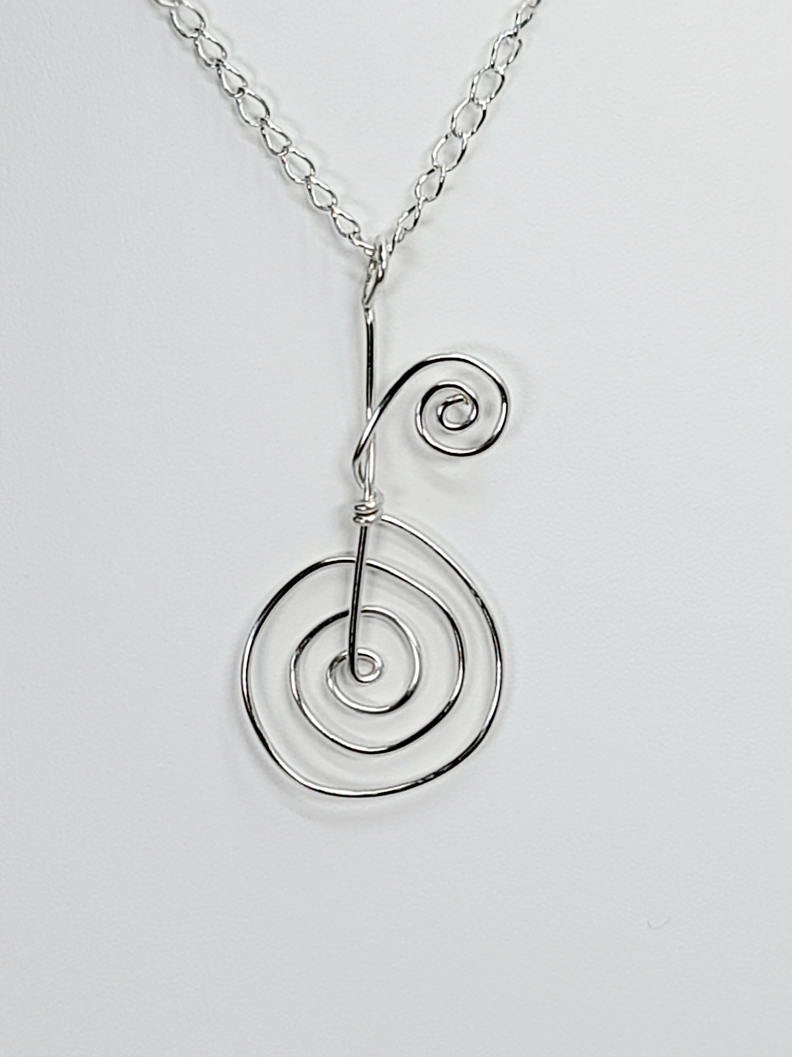 Handmade Elegant Silver Spiral Pendant Necklace, Lightweight Design